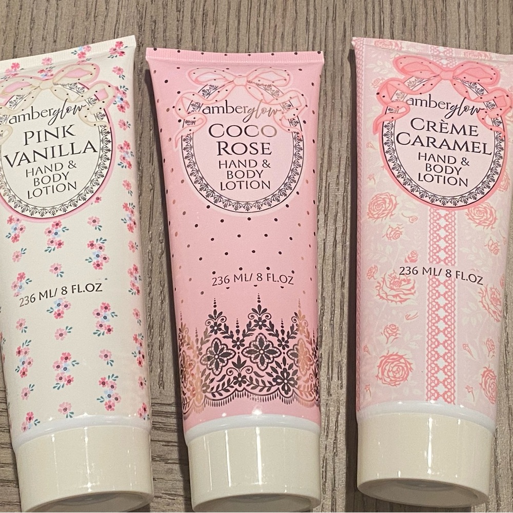 amber glow hand & body lotion 3 pieces